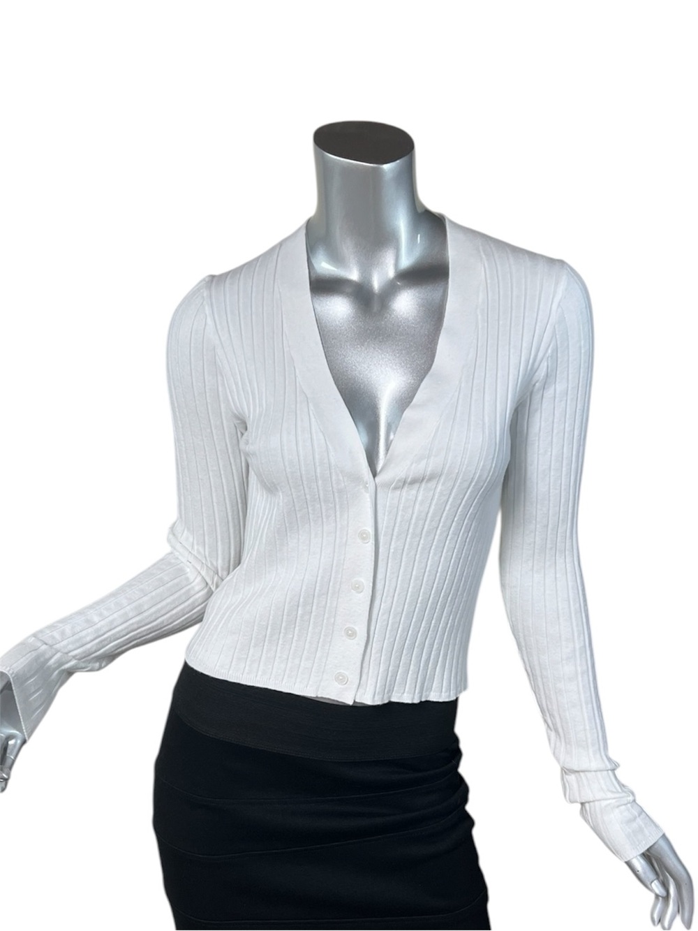 Universal Thread Women’s Small White Ribbed Button Cardigan Lightweight Sweater